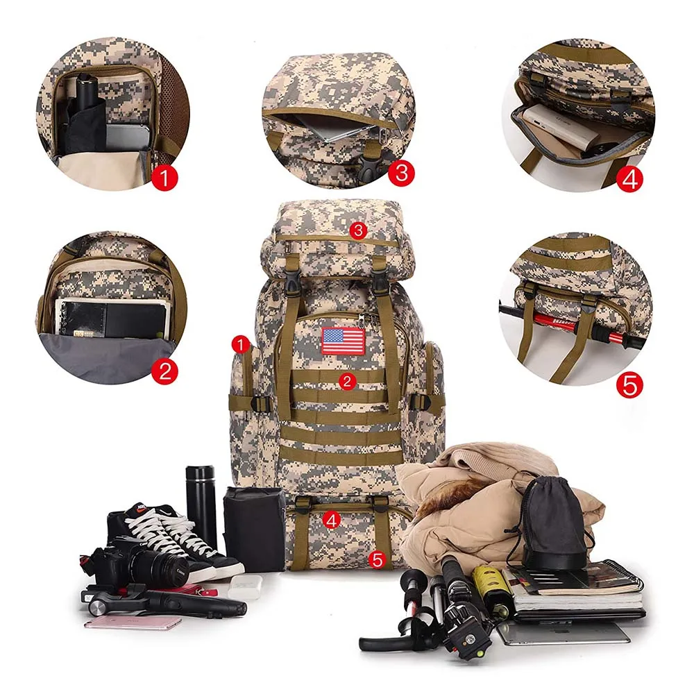 Oleaderbag Men's Hiking Backpack Waterproof Training Camping Backpack Travel Day Bag