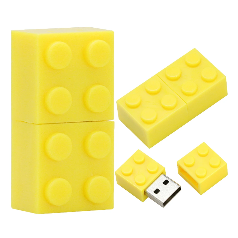 Small Plastic Toy Brick Flash USB 2.0 Memory Drive 1GB-64GB Capacities Laser Engraved Logo PC Compatible Promotions