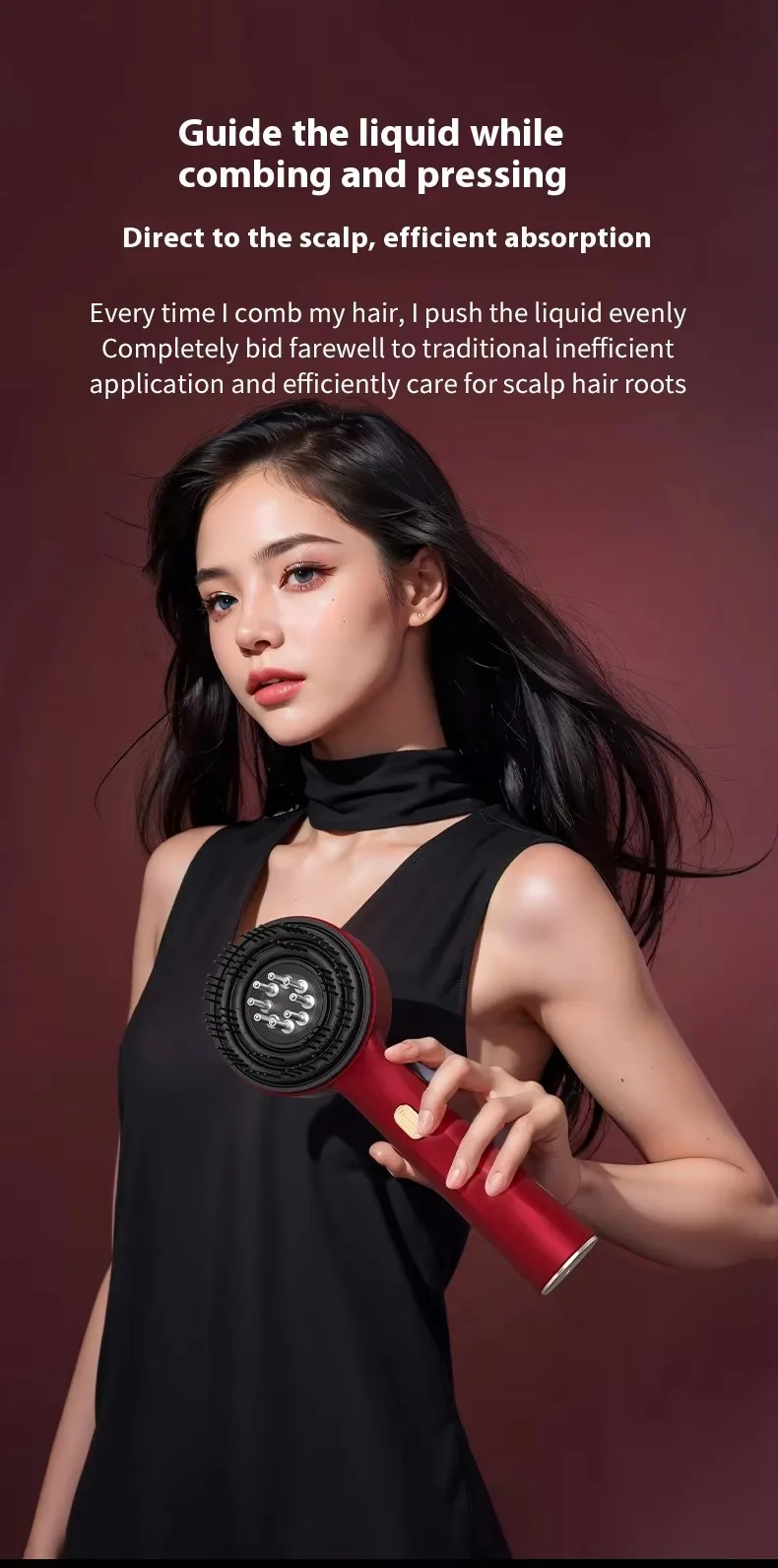 Vibration Massage Heating 3 in 1 Multi Functional Red Light Portable Hair Oil Applicator Electric Head Scalp Massage Comb Brush