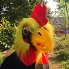 Rooster head mask with feathers