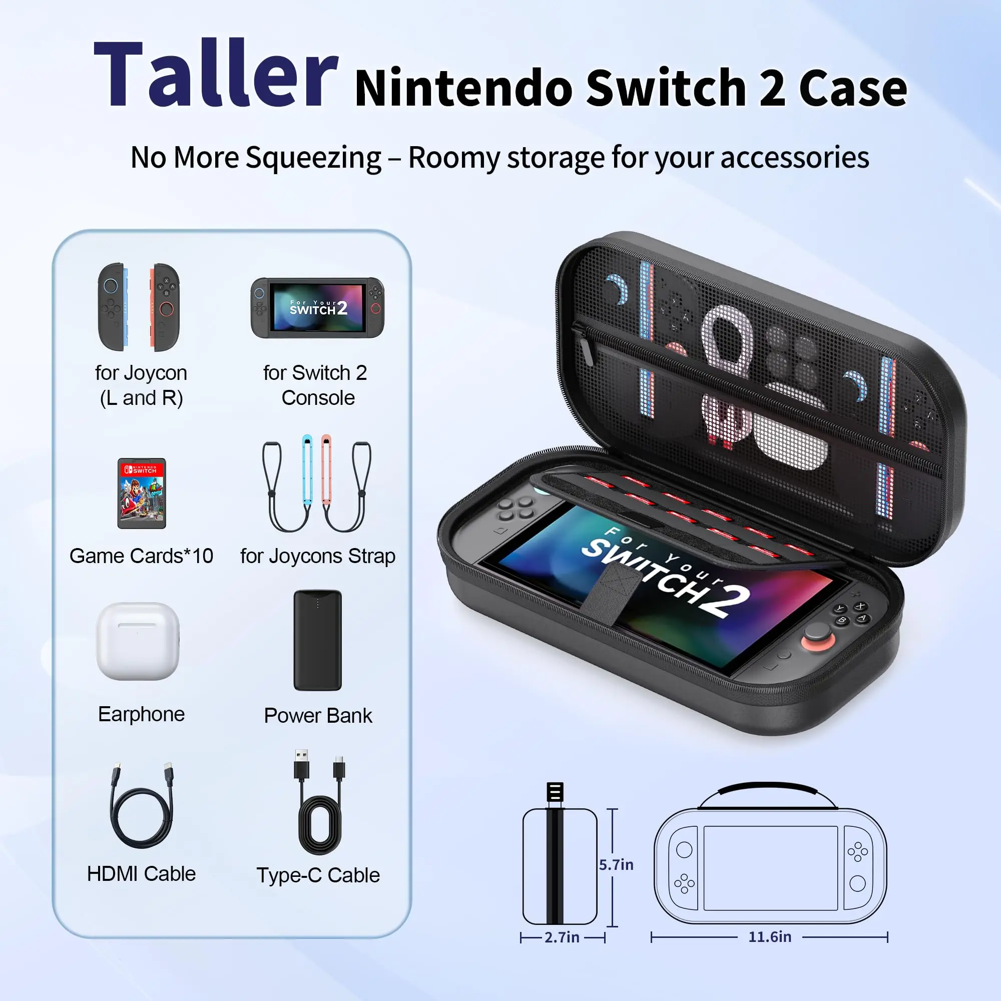 product laudtec carrying case for switch 2 2025 portable travel storage case for larger capacity carry hand bag pouch-3
