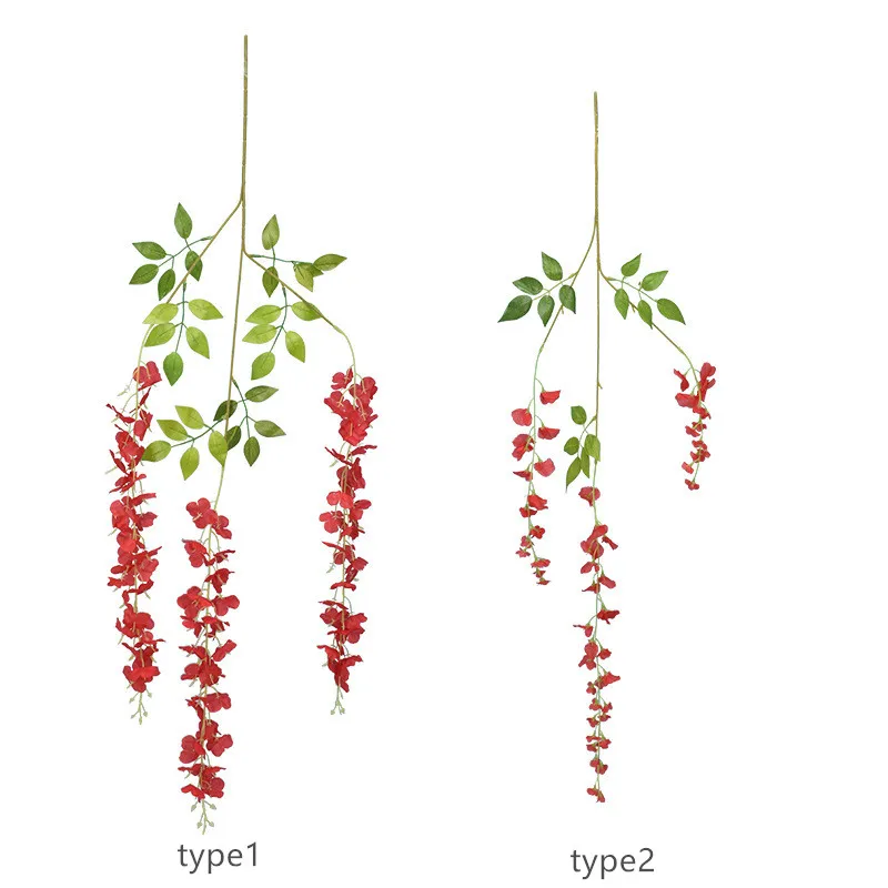 Cheap Decorative Hanging Vine Long Stem Silk Wisteria Flowers Garland