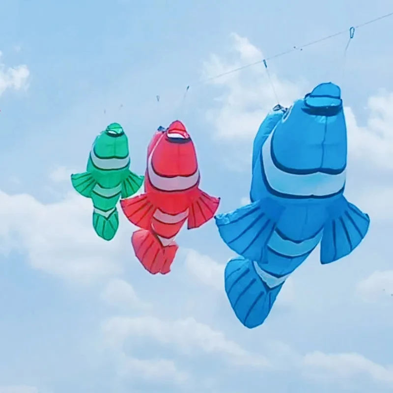 3D Colorful Clown Fish Nylon Kite Inflatable Soft Pendant Accessories for Outdoor Sports Toy Kite
