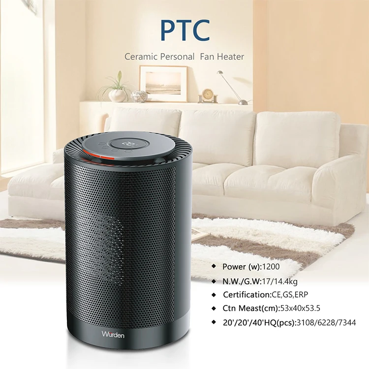 Table  Round Portable Electric Digital PTC Ceramic Fan Heater with LED Display