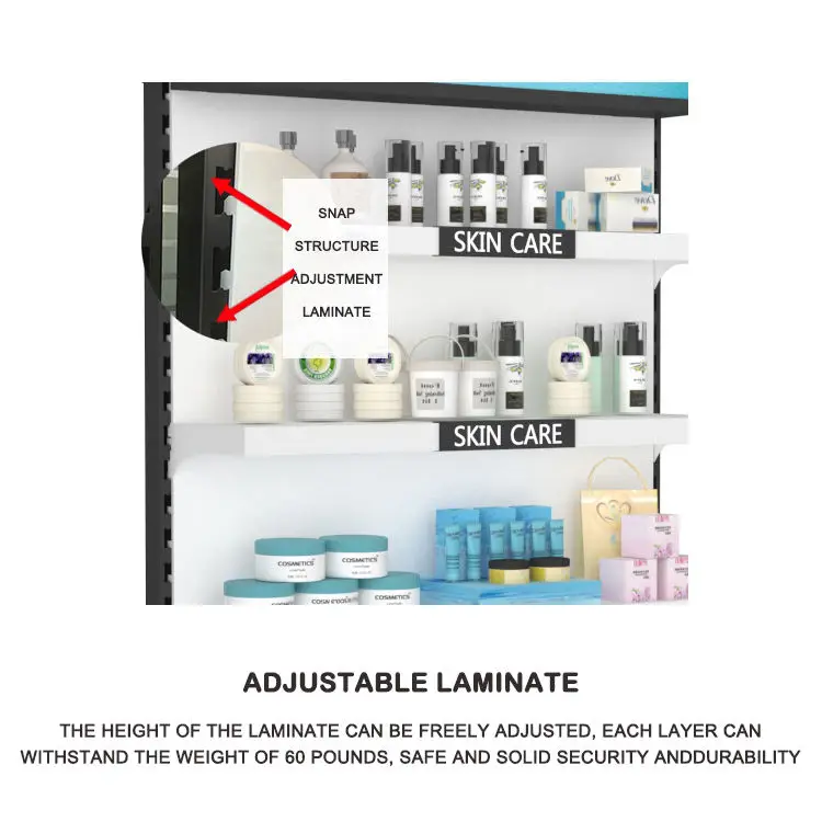 Manufacturers Cosmetic Showcase Wood Customized Cosmetic Stand Display Shop Racking Display