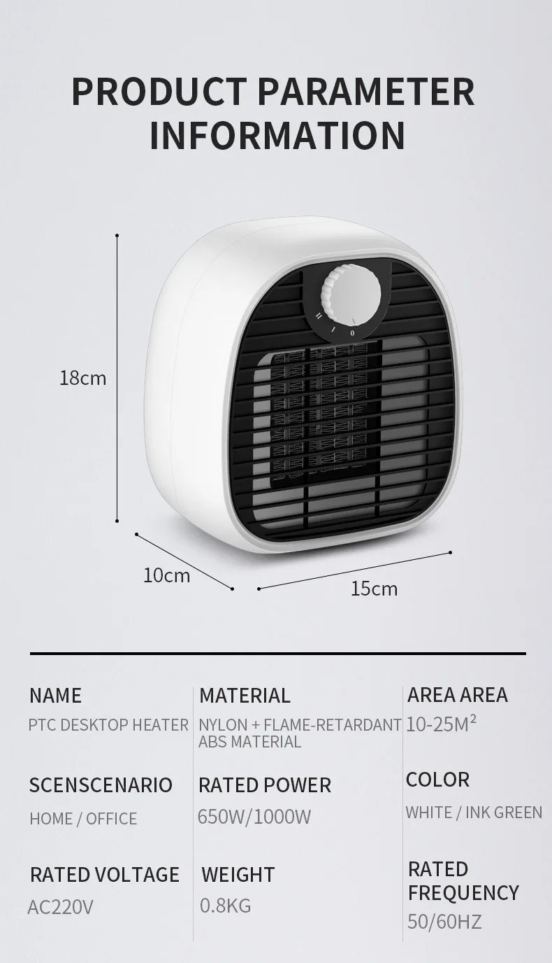 1000w Electric Home Heaters Electronic Room Heating Mini Personal ...