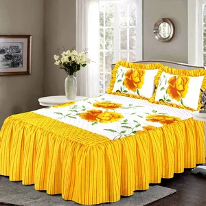 Beautiful Floral  Bedskirt Set Quality Bed Skirt Set King Size