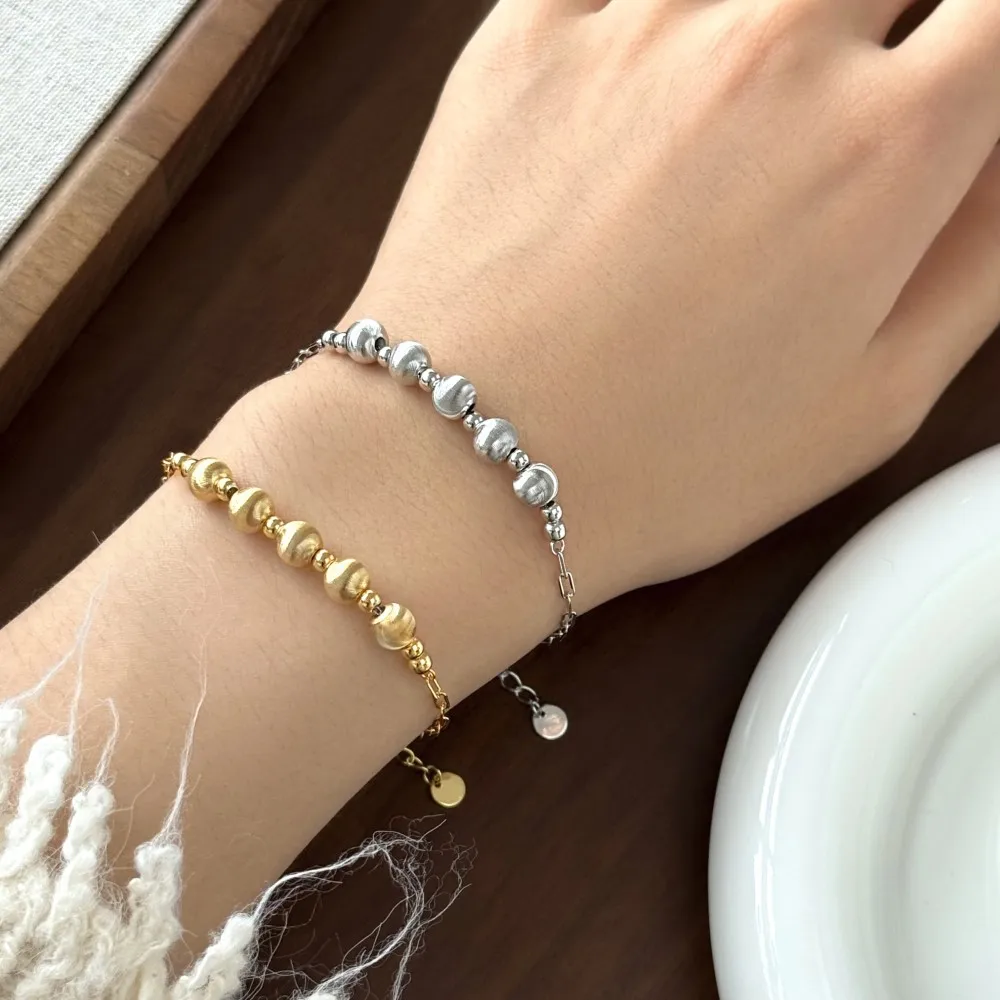 KAKODIY Finest 925 Sterling Silver Chain Five Polished Surface Beads Pendant Bracelet Women's Jewelry detail 1