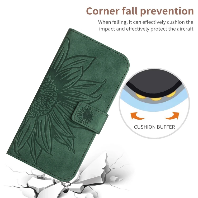Capa de telemóvel flip em pele com girassol e relevo design_voghion.com