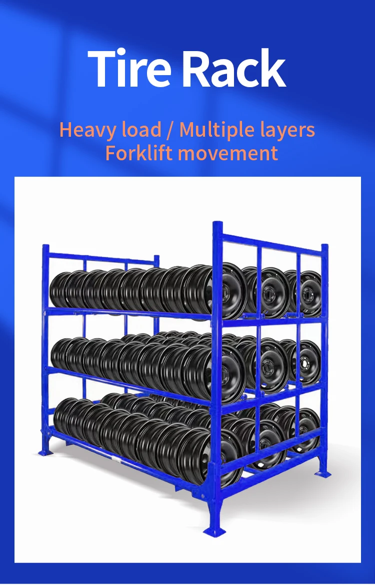 Customized Powder Coating Steel Pallet Tyre Rack Storage Stacking Truck ...