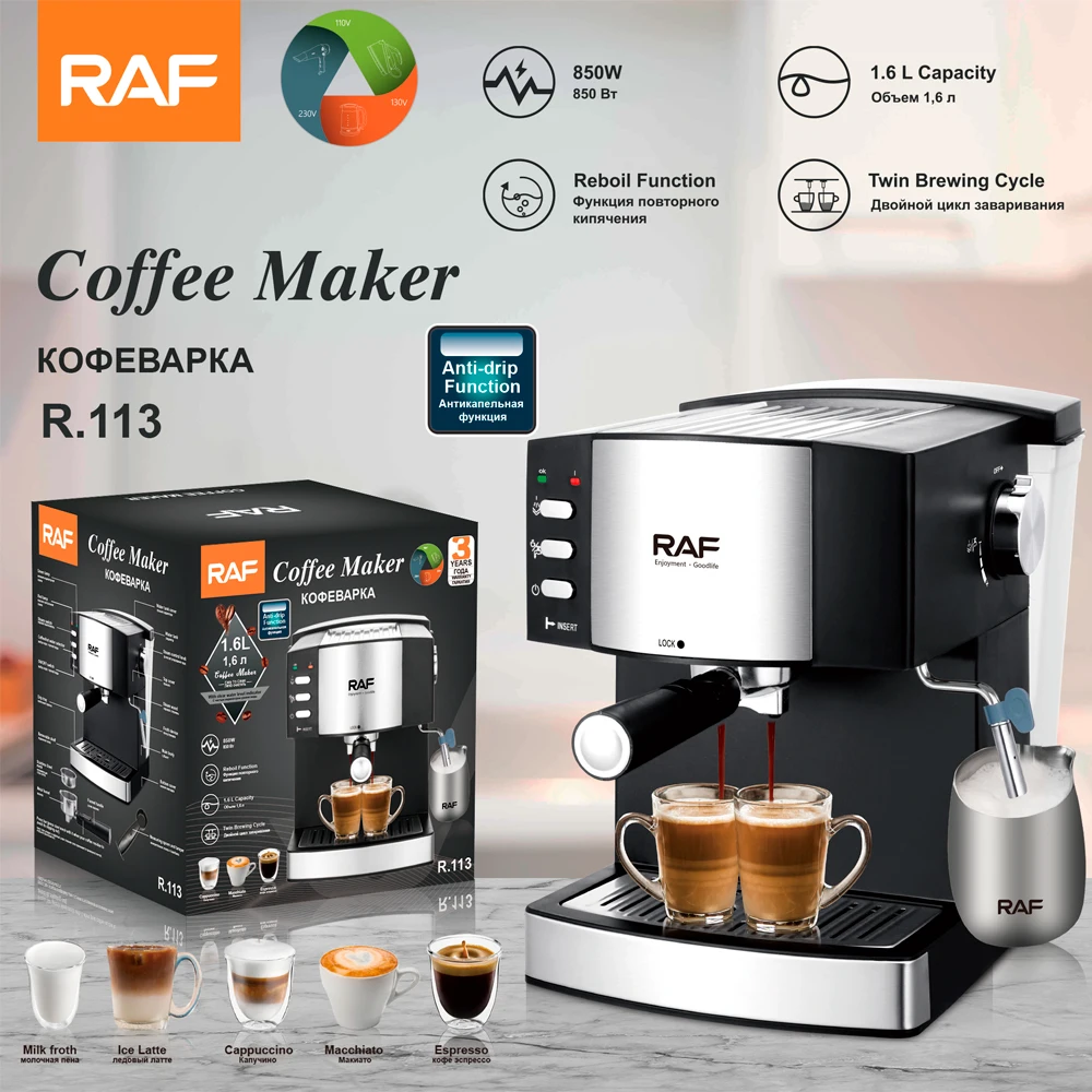 RAF Reboil Function Smart Filter Coffee Makers and Moka Expresso Machine With Twin Brewing Cycle for Kitchen