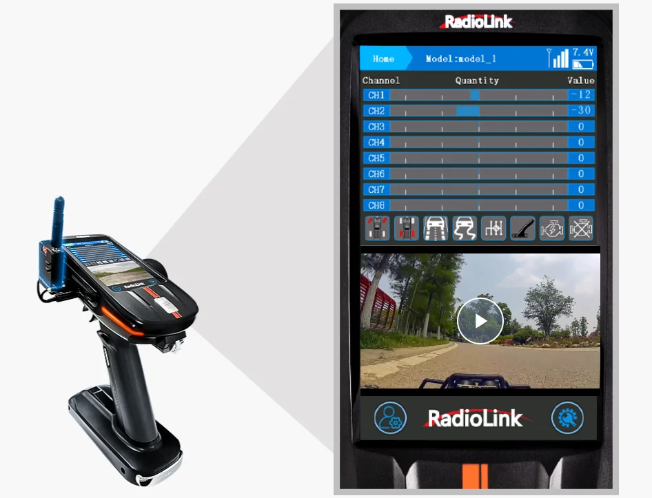 RadioLink RC8X 8-Channel Radio Transmitter for RC Cars & Trucks