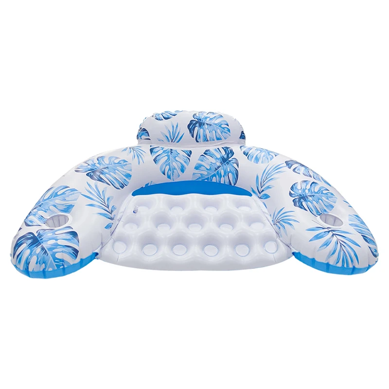 Wholesale Inflatable Pool Float Custom Design Leaf Printing Inflatable Chair Pool Floats Seat for Adults
