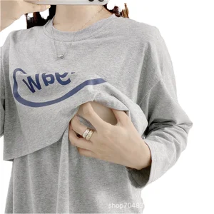 Factory Directly Nursing Pajamas Breastfeeding Blouse Nursing Base Shirt