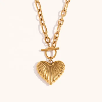 Dingran 2024 High Fashion Irregular OT Chain Heart Necklace Gold Plated Tarnish Free Jewelry