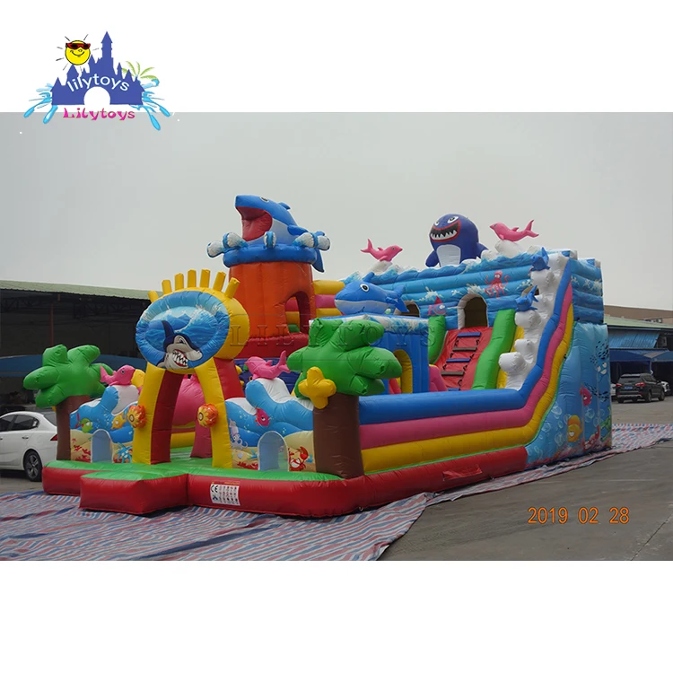 Closed inflatable trampolines dinosaur playground equipment for children