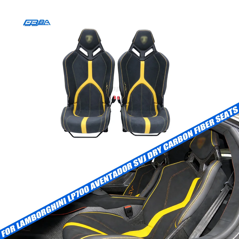 เบาะนั่งไฟเบอร์คาร์บอนแบบแห้งสีดำและเหลือง สามารถปรับแต่งสีและวัสดุได้ตามต้องการสำหรับ Lamborghini LP702 Aventador SVJ
