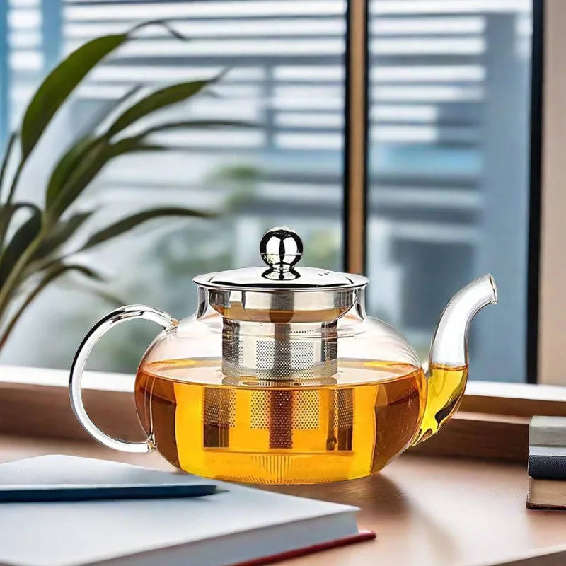 Coffee Filter Tea Infuser Stainless Steel Micro Mesh Filter Net with High Quality Borosilicate Glass Teapot
