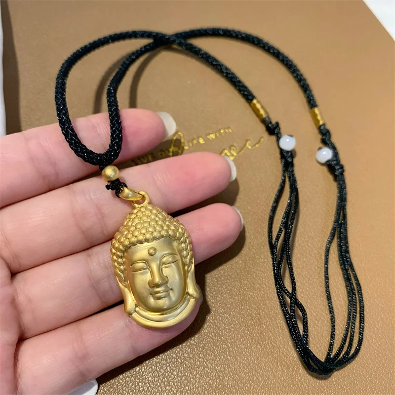 Leadigol Small Buddha Head Necklace – Copper Amulet Pendant With Black Rope, Lucky & Wealthy Charm For Women - View #4