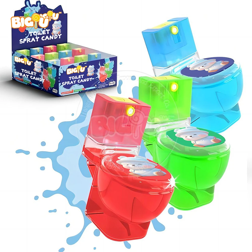 (Free Sample)Candy Factory Custom Label Sour Sweet Fruity Toilet Shape Spray Filling Liquid Toys