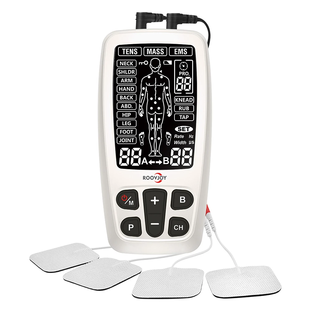 roovjoy Tens Unit EMS Muscle Stimulator Massager for Pain Relief Electrodes  Therapy Tens Machine