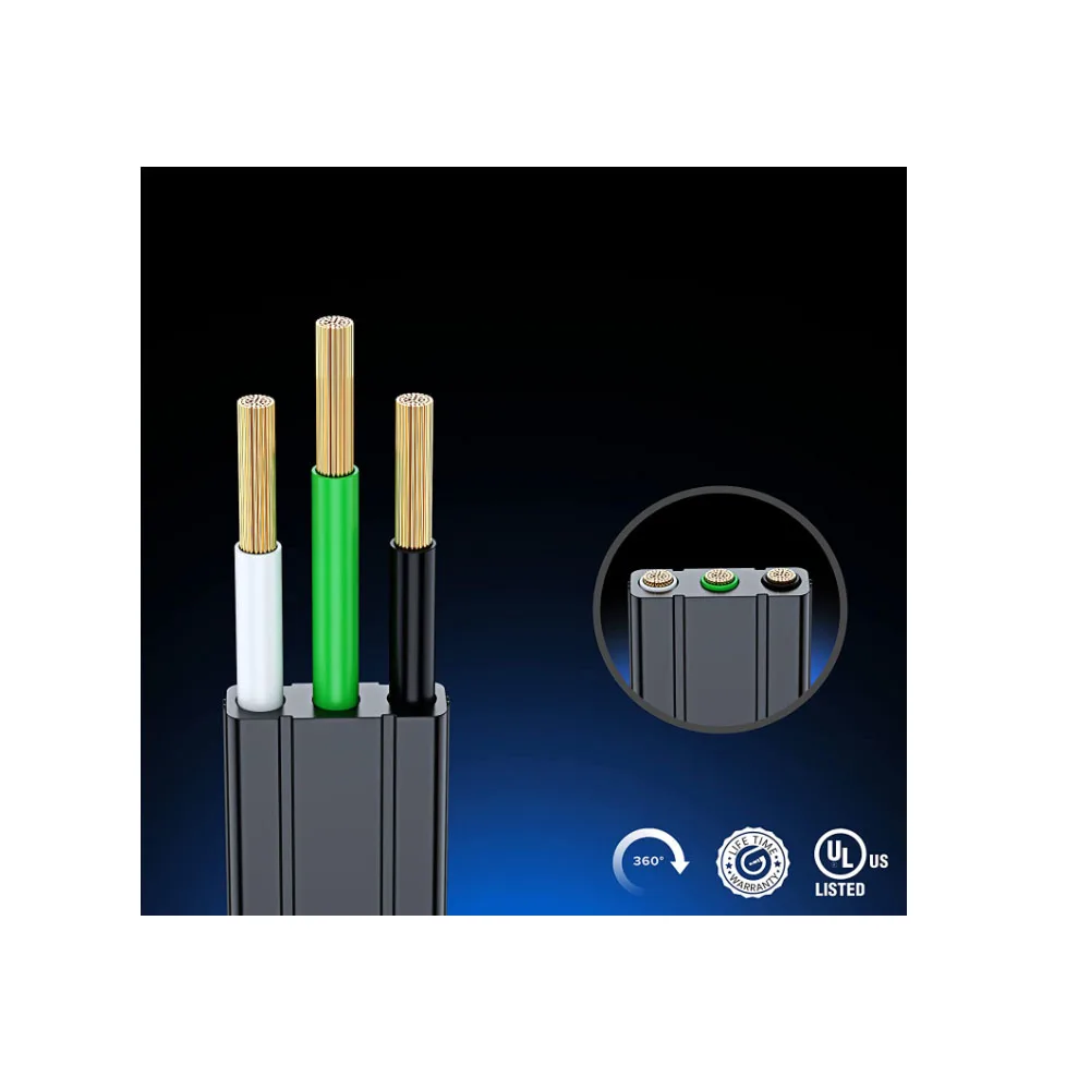 360 Rotating Flat Plug Extension Cord / Wire,16 Awg 12 Inch Multi 3