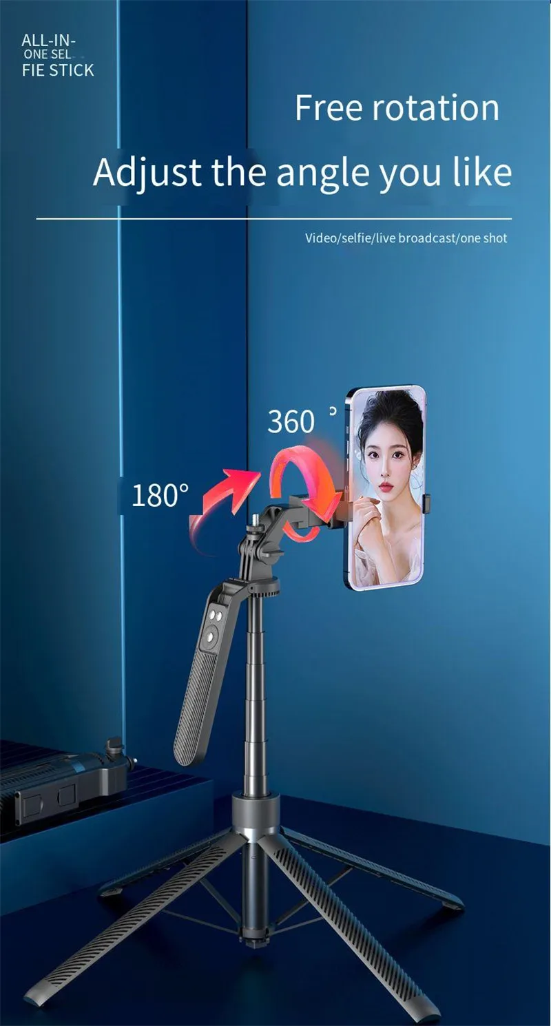A14 Aluminum Alloy 1.8m Tall Live Streaming Floor Tripod Stand Selfie Stick Quadripod Tetrapod Selfie Stick With Ring Light