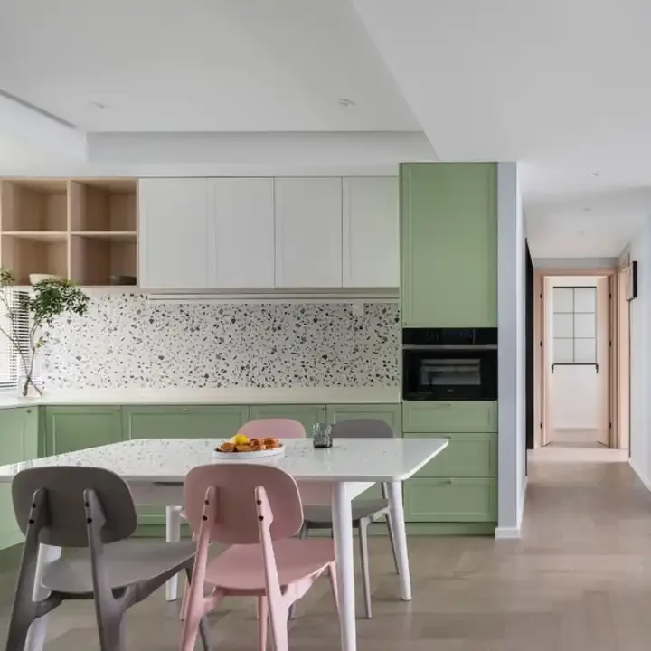 Apartment Luxury Solid Wood Multifunctional Kitchen Cabinets With Convenient Pullout Storage Rack