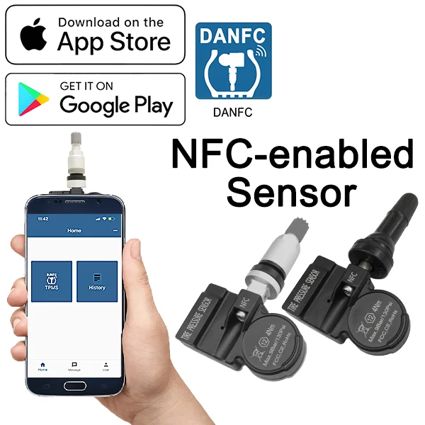 NFC TPMS Sensor Programmed by Smartphone App Android Ios Wireless Tire Pressure Monitoring System Tpms With Internal Sensors