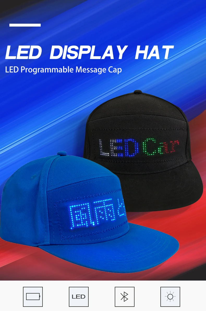 Light Up Scrolling Led Hat Rechargeable Led Display Hat App