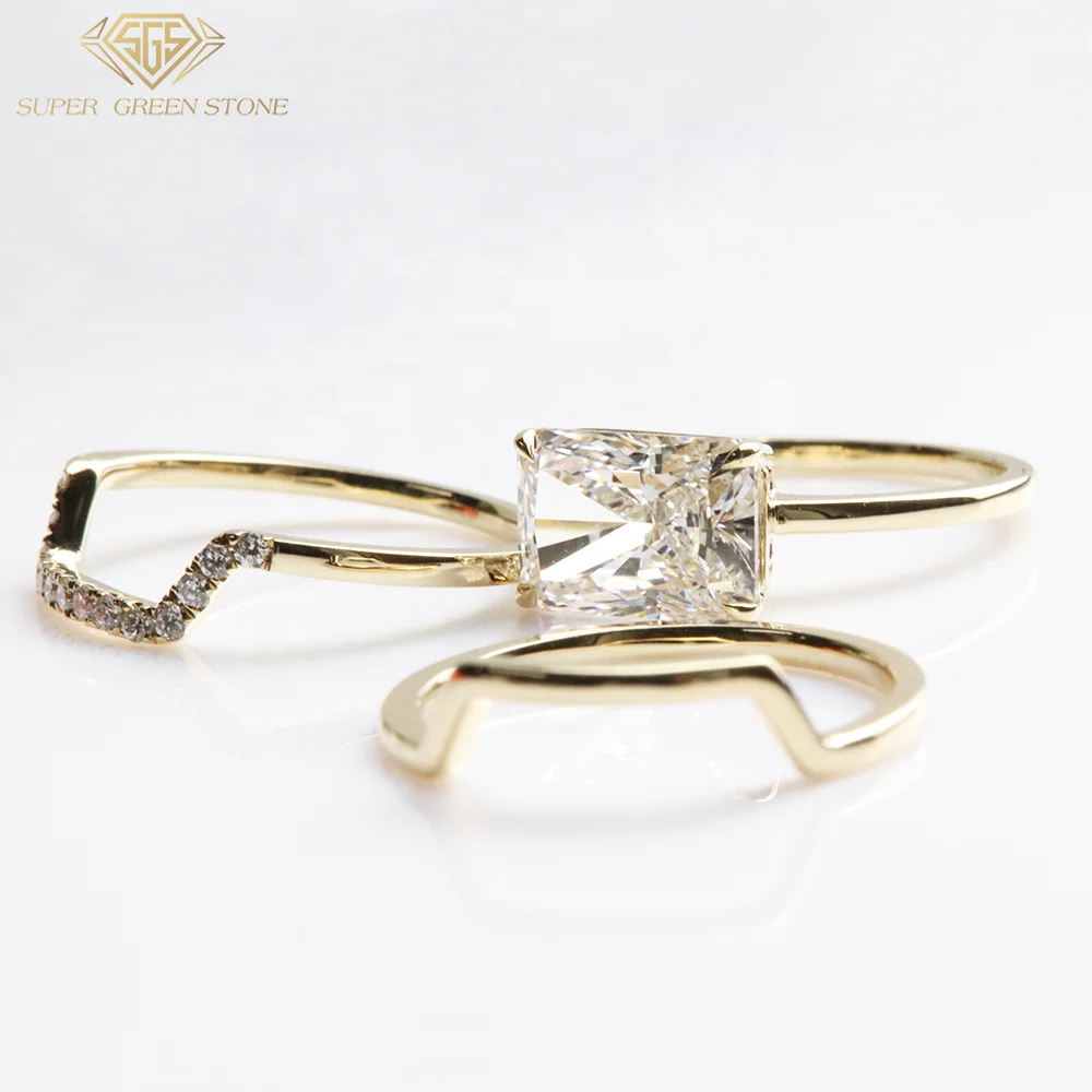 Custom Jewelry Lab Diamond Engagement Ring Fashion Jewelry Factory Custom 9k 14k Gold Wedding