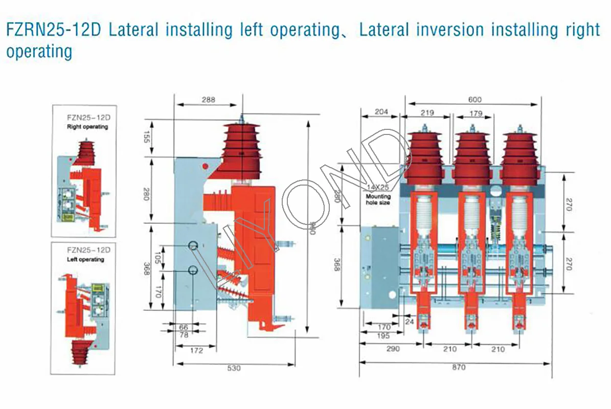 12KV Indoor High Voltage Switch Disconnectors FZRN25-12D Vacuum ...
