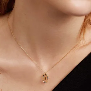 Womens Ins Style S925 Sterling Silver Letter Fashion Pendant Necklace Luxury Color Zirconium