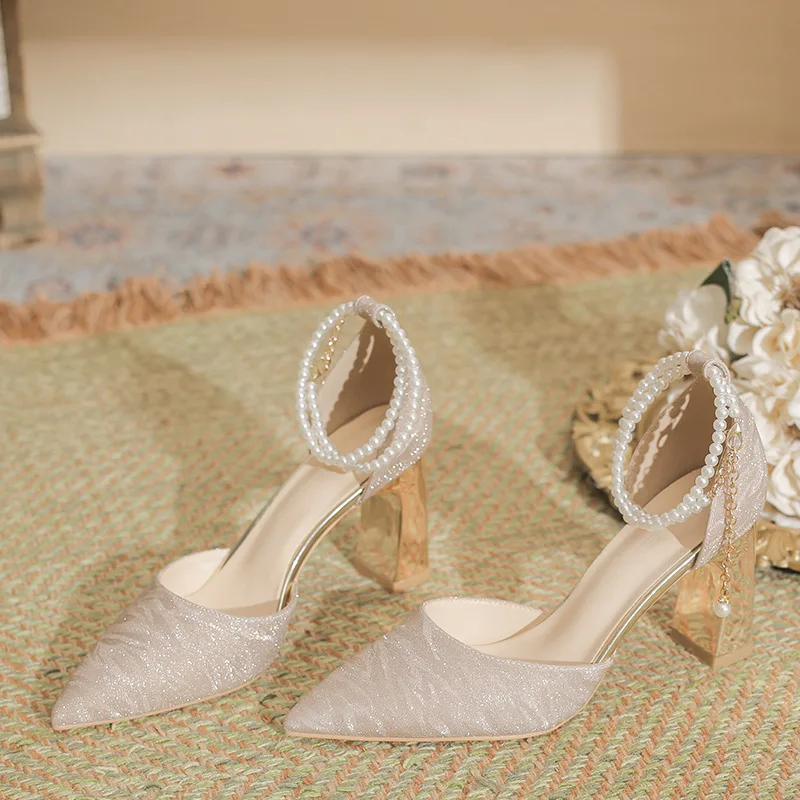 wholesale ladies dress shoes Fashion Closed Toe Design Square High Heel Elegant Style Femme Pumps Heels Sandals for Women Category_Collections/Party Edit