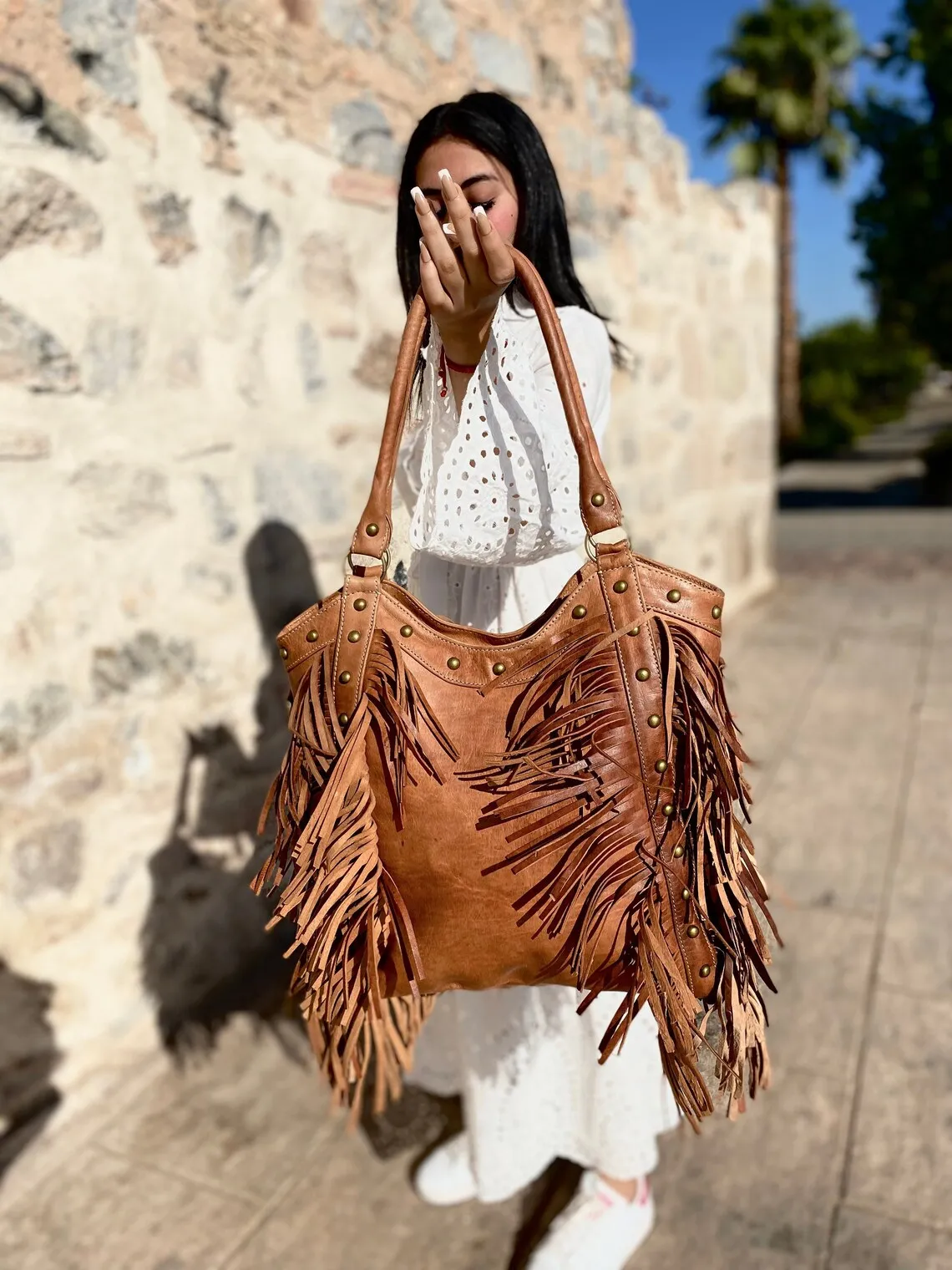 Source Handwoven bohemian western style fringe purse Boho tote bag