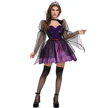 Cartoon Snow Character Evil Empress Cosplay Black Sexy Dress Costume