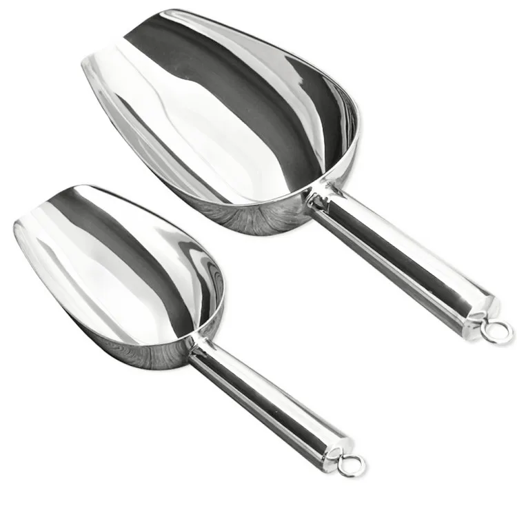 Flour Scoop Silver Stainless Steel Ice Scoop Tea Scoop for Bar Wedding Buffet Grill Party High Gloss Thick Ice Cream Scoop Shovel