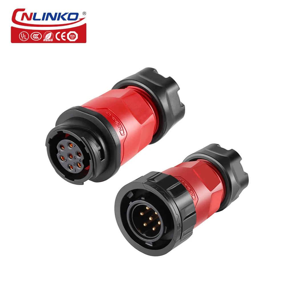 CNLINKO 7-Pin M20 Waterproof Connector Set – Male Plug & Female Socket, IP67, Bayonet Lock, 18-16 AWG