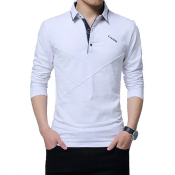 white full sleeve t shirt for men slim fit mens t shirt 100% cotton casual polo t shirt men