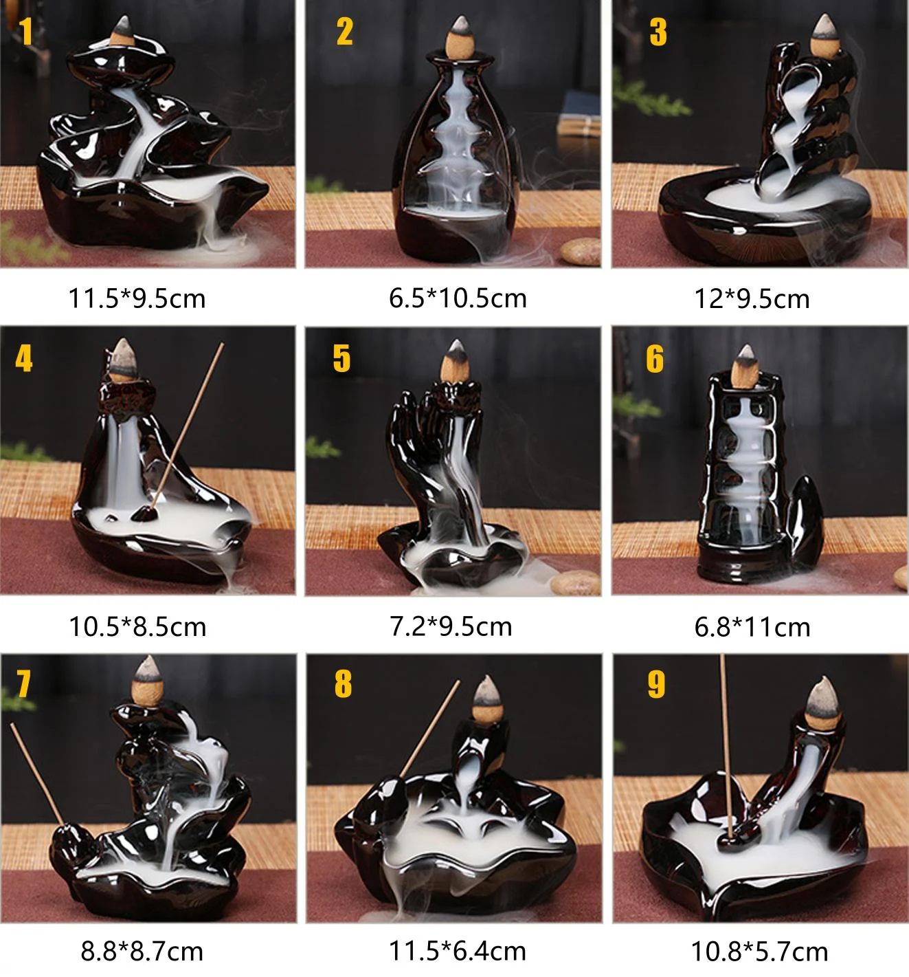 Arabic Incense Burner Sets Oud Smoke Torre Backflow Holder Incense Cone ...