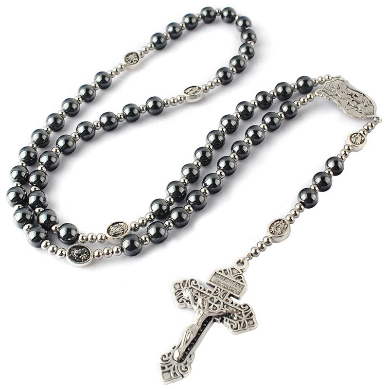 Stainless Steel Rosary Necklace with 4mm Beads