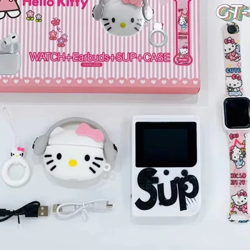 Hello Kitty Themed 4 - in - 1 Gift Set: Game Console + Smart Watch + Wireless Earbuds + Earbud Case