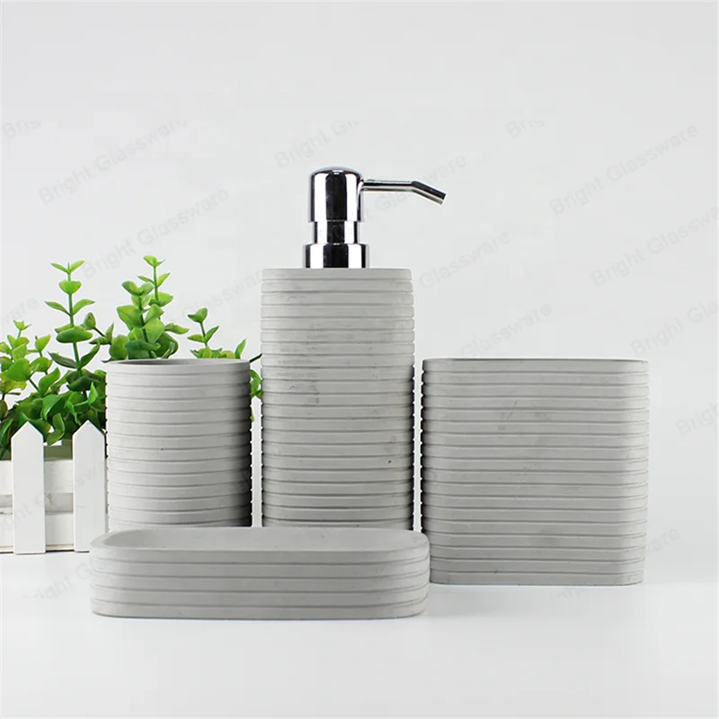 New Custom square Concrete Bathroom Accessories Set