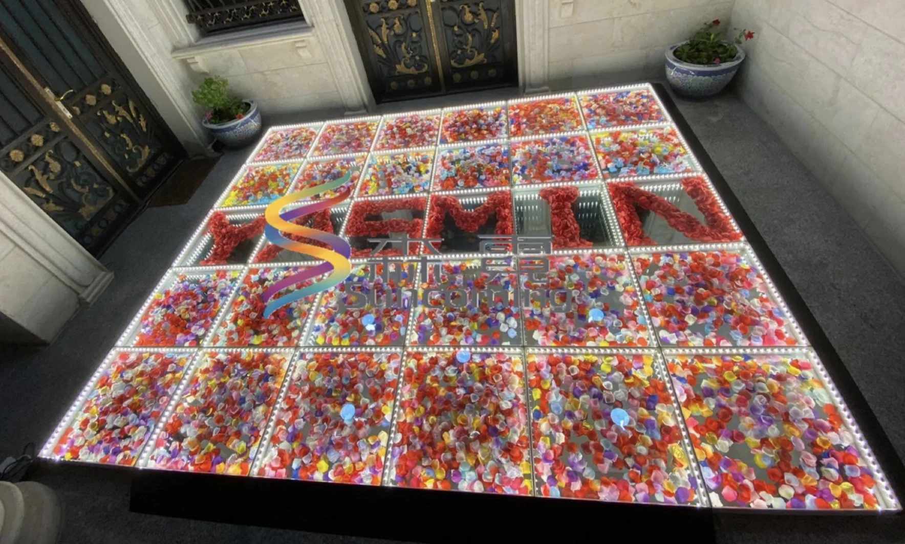 Led Light Glass Dancing Floor With Flower Wedding Supplies Led Floor