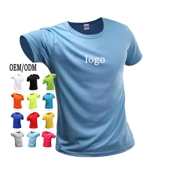 Plain Men's T Shirt Polyester Tee Quick Drying Fit Tshirts Custom Sublimation Printing Logo Unisex Gym Sports T-shirts For Men