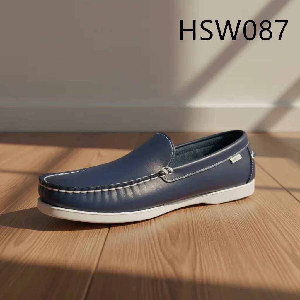 ZYF, Zapatos náuticos planos azul lavado para paseos urbanos, fáciles de poner y quitar, zapatos informales diarios para niños y adultos con propiedades antiolor, modelo clásico «penny shoes», referencia HSW087