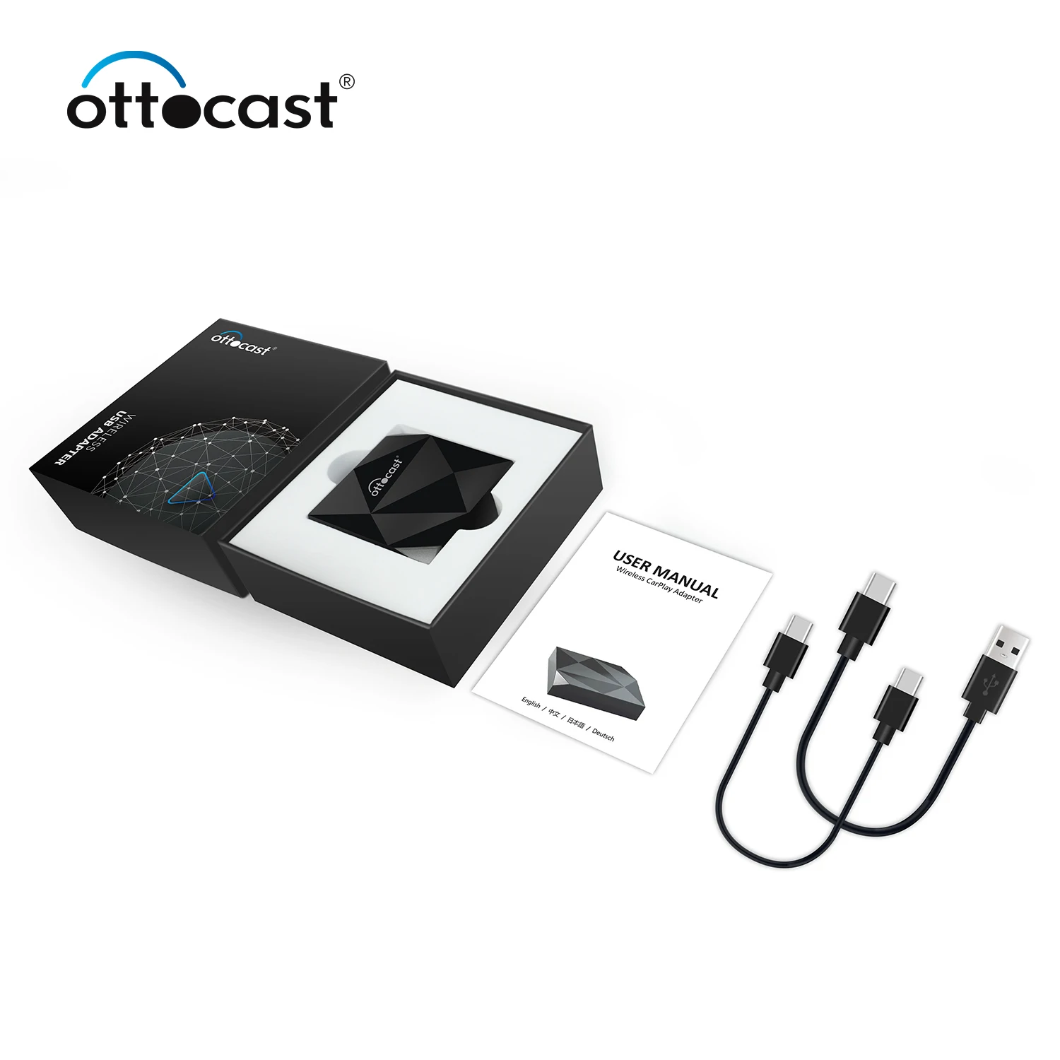 Ottocast Car Streaming Box Wireless Car Apple Carplay Adapter Carplay