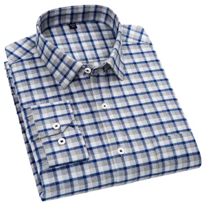 Young Men's Business Casual Long-Sleeved Shirt New Spring Autumn Collection Sustainable Pure Cotton Quick Dry Plaid Breathable