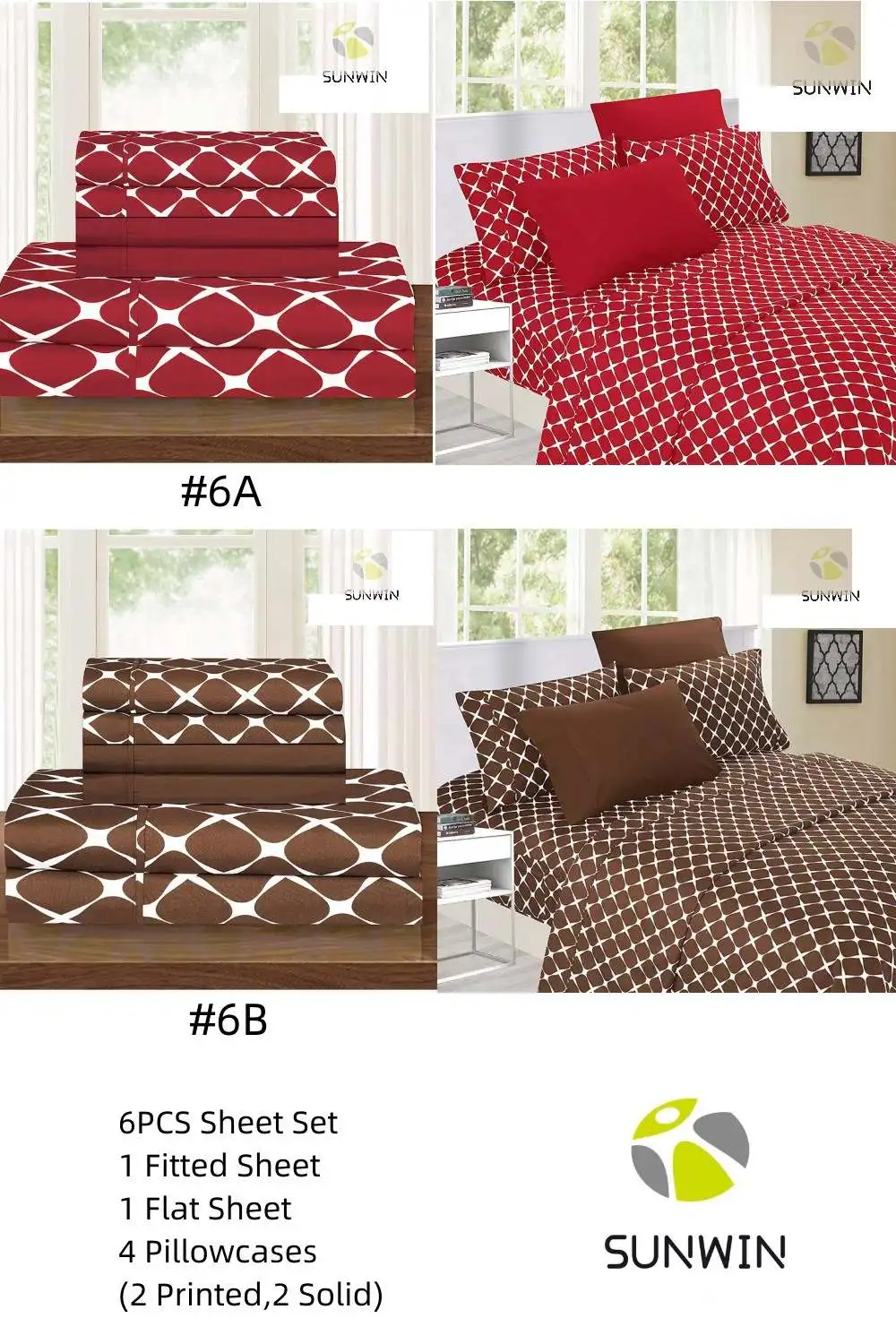 Factory Cheap Customized Design Luxury Soft And Cozy 6pieces Bed Sheet