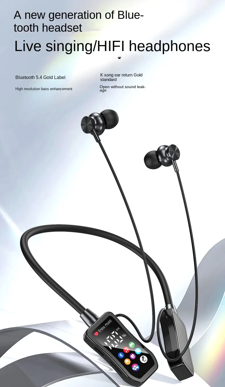 XY-099 TWS Neckband Wireless Earbuds with Digital LCD, Active